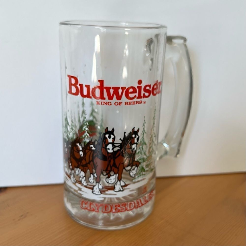 Budweiser Mug Holiday 1992 Anheuser Busch  12oz Glass - MINT Condition